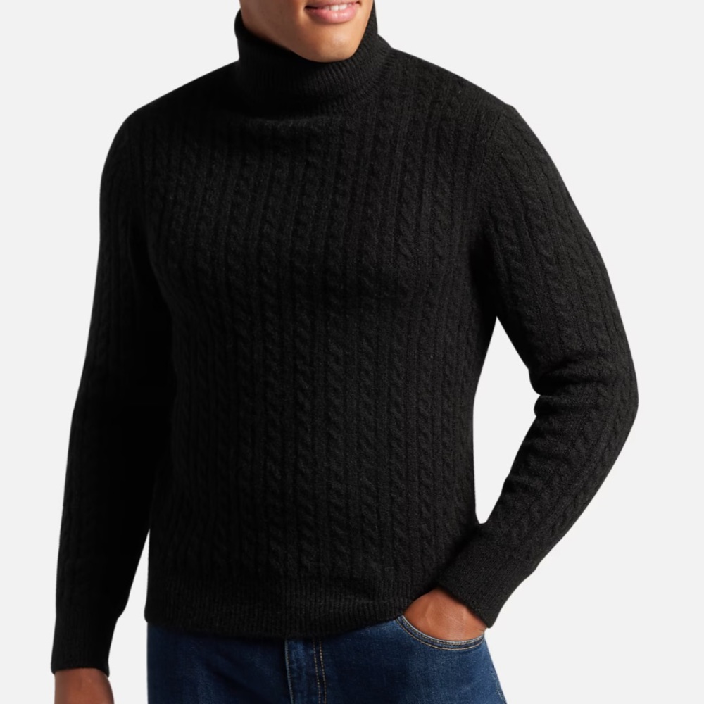 Paisley & Gray BLACK NEW
Slim Fit Cable Knit Turtleneck Sweater